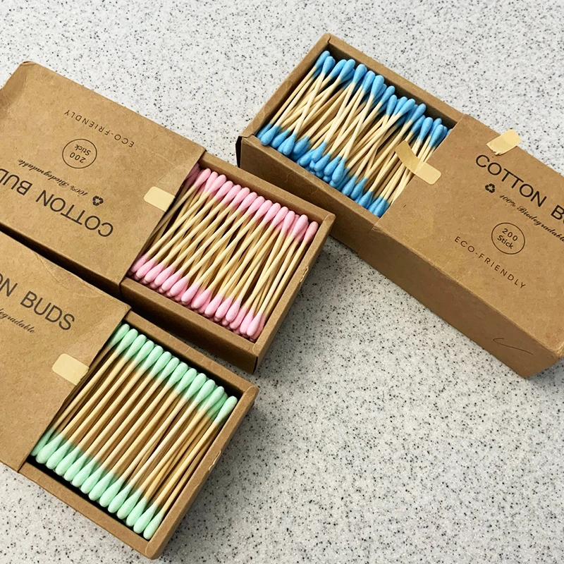 

100/200pcs/ Box Bamboo Baby Cotton Swab Wood Sticks Soft Cotton Buds Cleaning of Ears Tampons Cotonete Pampons Health Beauty