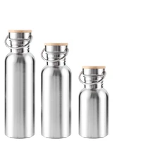 portable stainless steel water bottle bamboo lid sports flasks leak proof travel cycling hiking camping bottles bpa free
