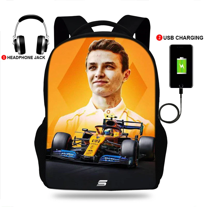 

2021 New Lando Norris Print School Bags Backpacks For Teenage Girls Kids Backpack Boys Mochila Escolar Sac A Dos Enfant Boy Bag