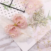 5 yards bronzing floral printed pink organza ribbon for diy hairpin hair accessories gift box packaging clothing decor materials