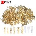 Обжимной клеммный соединитель, Золотая латунь, 2002,84,8 мм, штекер-гнездо для автомобильной акустики, Электрический лопаточный штекер, набор разъемов для проводов, оболочка, 6,3 шт.