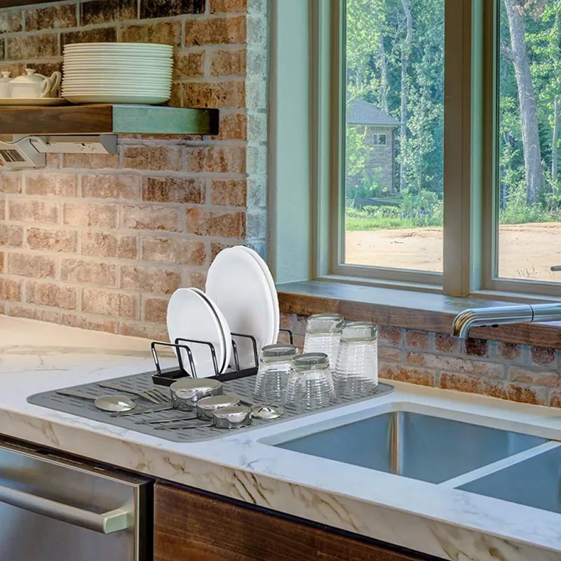 

Large Silicone Dish Draining Mat Dish Drying Mat Sink Drying Mat Eco Friendly Heat Resistant And Non-Slip