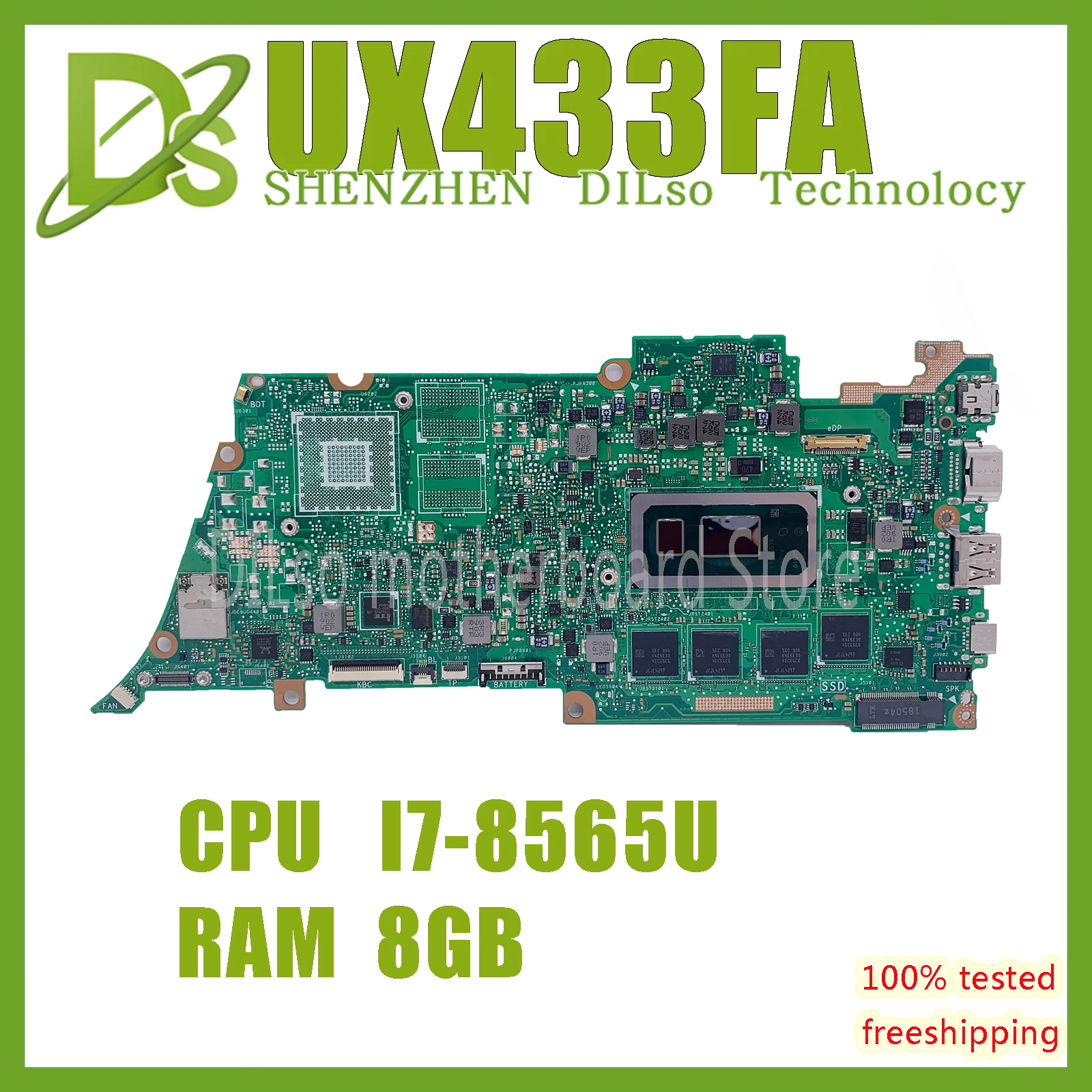 

UX433FA материнская плата для ASUS ZenBook UX433F UX433FN U4300F UX433FA Laotop материнская плата I7-8565U CPU 8 ГБ/RAM 100% ТЕСТ ОК