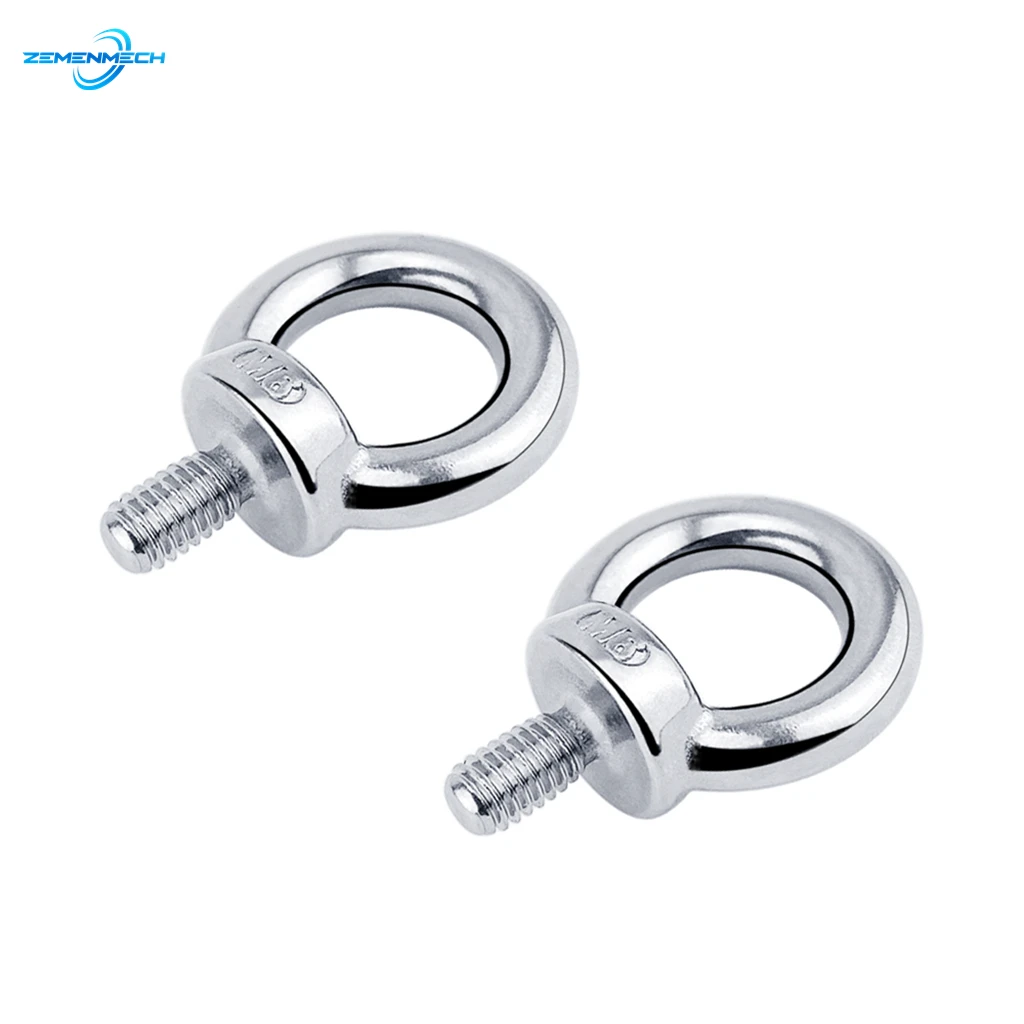 

2PCS Boat Accessories DIN580 M6 Eye Bolt 304 Stainless Steel Marine Lifting Eye Screws Ring Loop Hole for Cable Rope Eyebolt