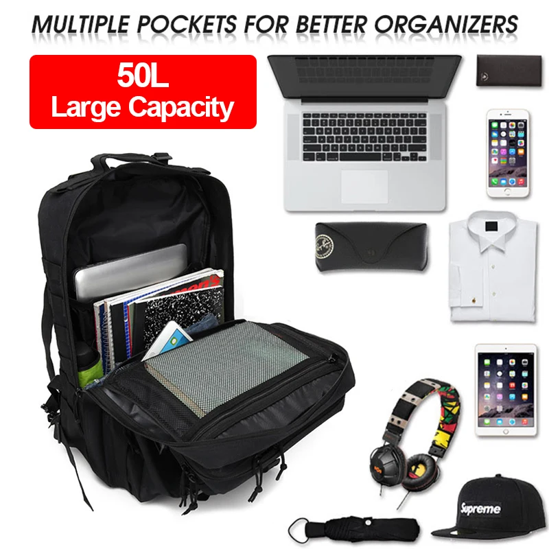 Рюкзак мужской тактический большой вместимости 50 л | Спорт и развлечения