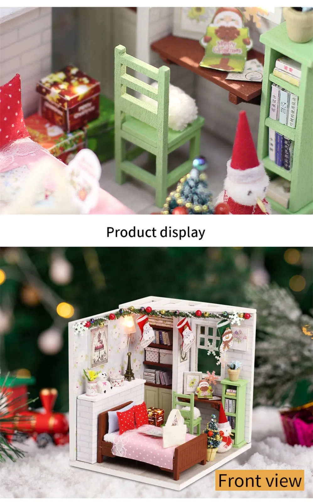 Рождественская кукла дома миниатюрная Ландшафтная мебель Diy 3d деревянная спальня диван светодиодный ночник кукольный домик игрушки для очки-детский подарок на Рождество