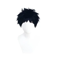 anime haikyuu fukurodani akaashi keiji wig cosplay costume heat resistant synthetic hair men women all match black short wigs