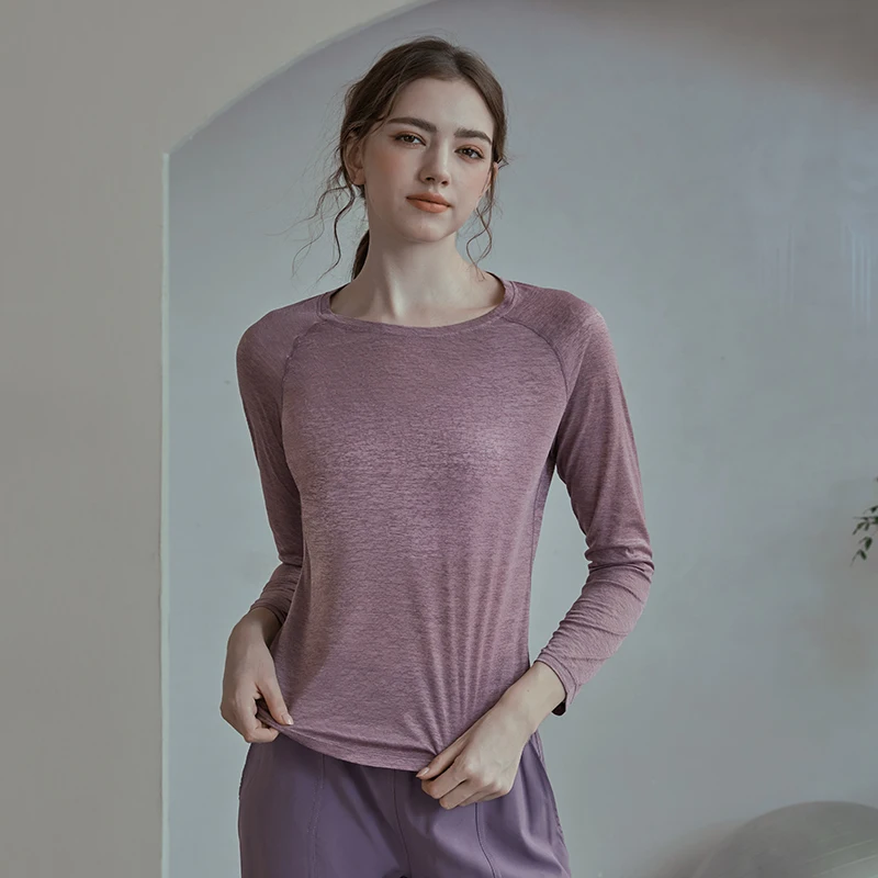 Loose Yoga Shirts Women Sexy Mesh Back Long Sleeves Breathable Fitness Workout T-shirts Quick Drying Sport Wear for Women Gym