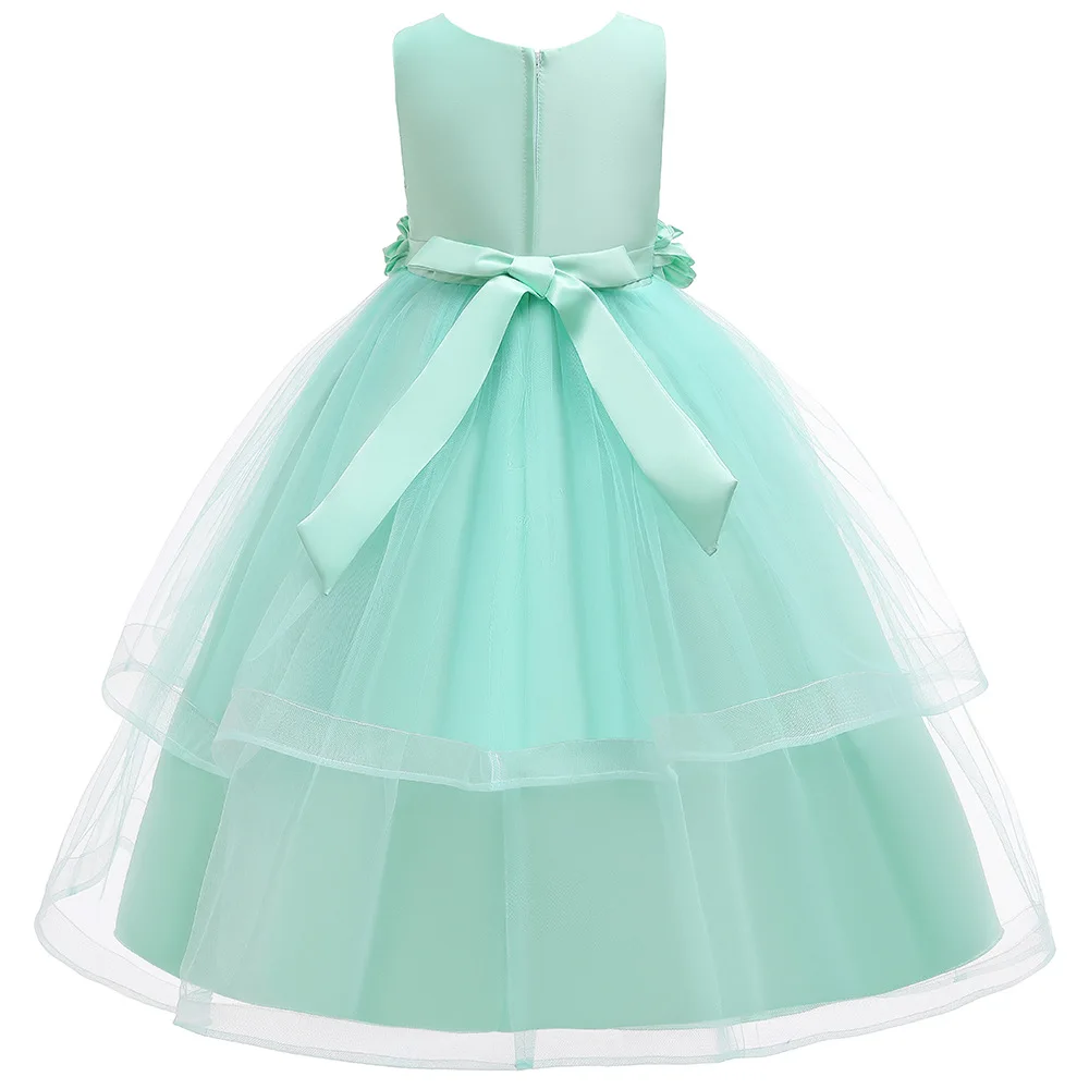 

Flower Girl's Birthday Banquet Lace Stitching Dress Elegant Girl Evening Party Dress Princess Flower Girls Eucharist Party Dress