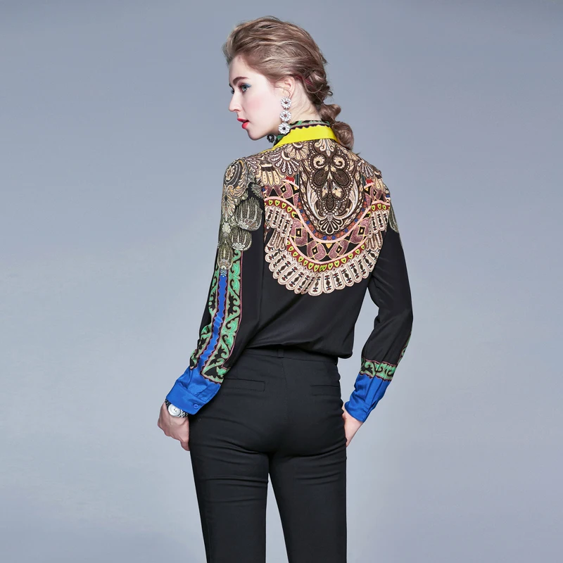 Женская модельная блузка с длинным рукавом дизайнерская рубашка винтажным