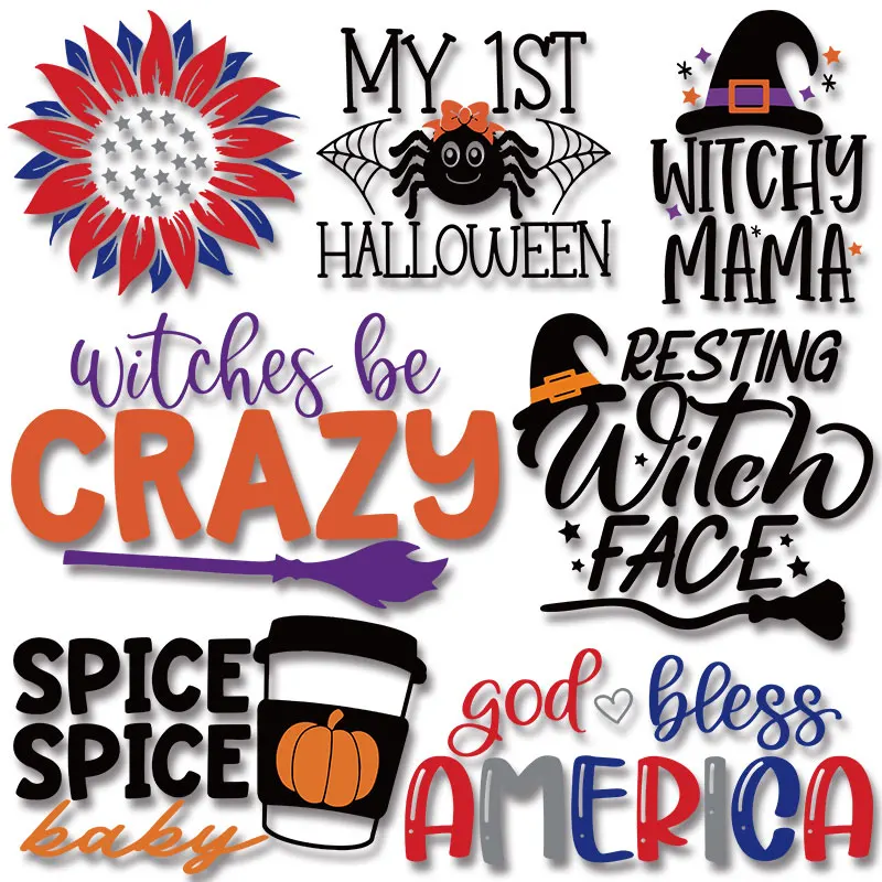 Хэллоуин цветок паук тыква чашка алфавит узор на футболке одежда печать