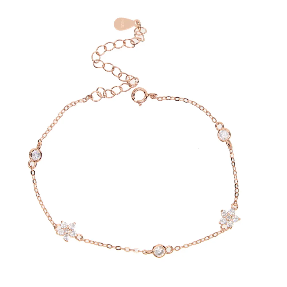 Горячая Распродажа ко Дню Святого Валентина 16 + 5 см Новые Нежные Cz браслет 100% 925