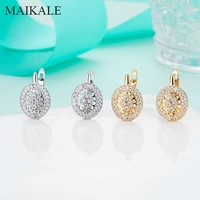 maikale new fashion luxury gold micro wax inlay natural zircon earrings hollow flower stud earrings for women jewelry