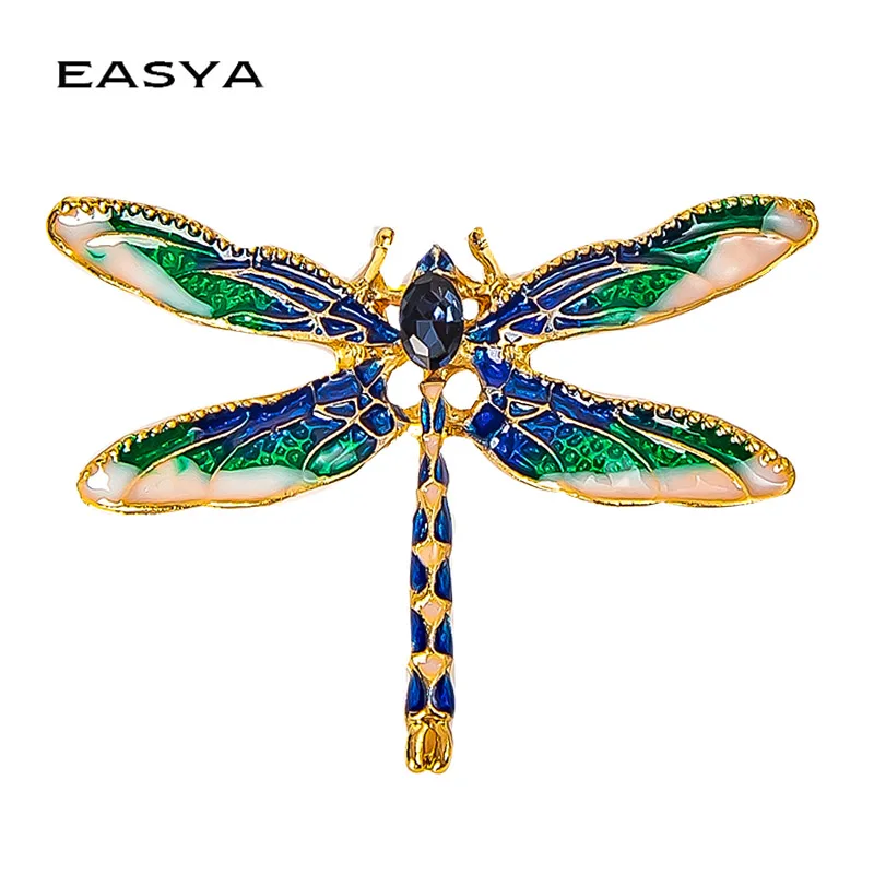 

EASYA Crystal Vintage Dragonfly Brooches for Women Large Insect Brooch Pin Fashion Dress Coat Accessories Jewelry