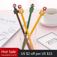 24 pcs super cute super mary gel pen cartoon creative stationery mushroom pen black kawaii school supplies pens for writing
