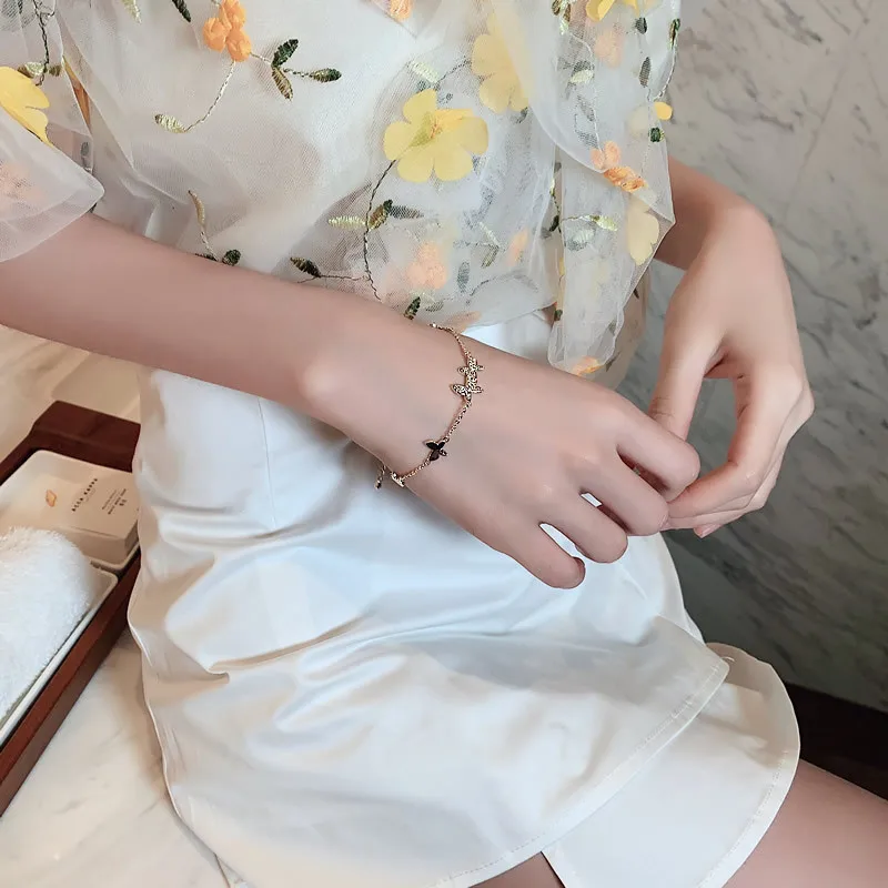 

YAOLOGE Romantic Sweet Animal Butterfly Bracelet Silver-Plated Golden Charm Bangle Bracelet For Women 2020 Fashion Jewelry