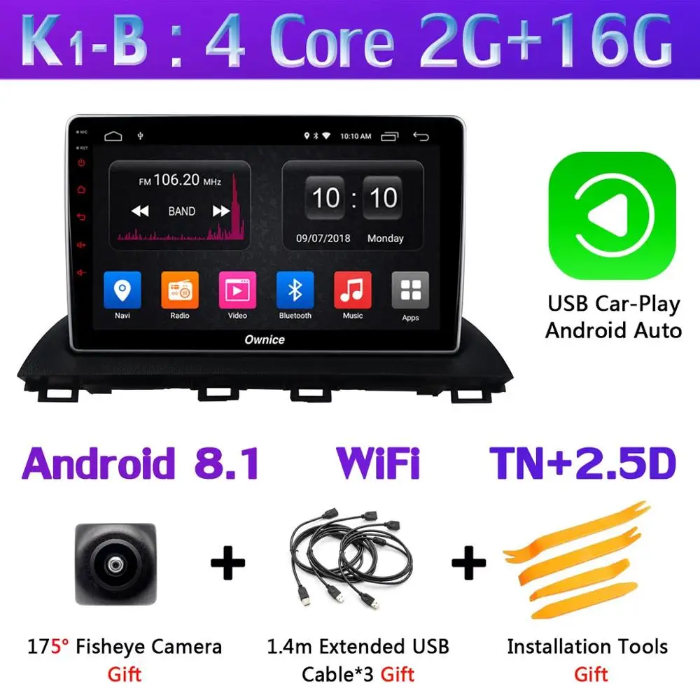 K1-B-CarPlay 10," 1 Din 360 ° панорамный автомобильный dvd-плеер на основе Android для Mazda 3 Mazda 3 Axela Автомобильный gps Радио DSP CarPlay 4G LTE - Цвет: K1-B-CarPlay