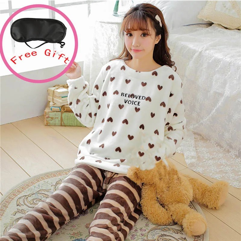 Зимняя женская теплая ночная рубашка одежда для сна Фланелевая пижама с длинным
