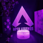 3D светодиодный ночник для игровой комнаты Apex Legends, фигурная лампа с логотипом для детской спальни, декор для стола, идеи подарков, классное событие, приз геймеров, светильник