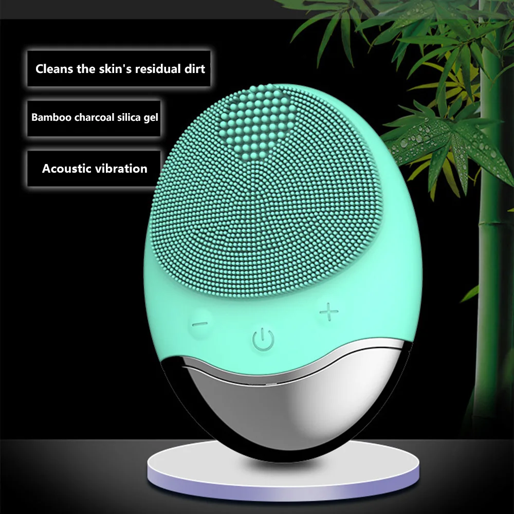 Вибрационный массаж Электрический силиконовый Очищающая щетка для лица Беспроводная Индукционная умная ультразвуковая поверхность щетка для лица