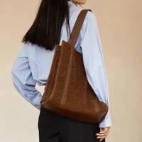 winter plush furry women handbags vintage retro ladies tote faux fur korean female shoulder bag shopper work weekend purses new