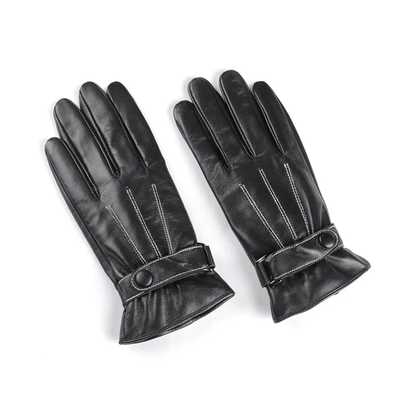 

Women's Plus Velvet Warm Men's Business Leather Gloves Female Can Touch Screen Tide Men Cycling Outdoor Gloves Autumn and Winter