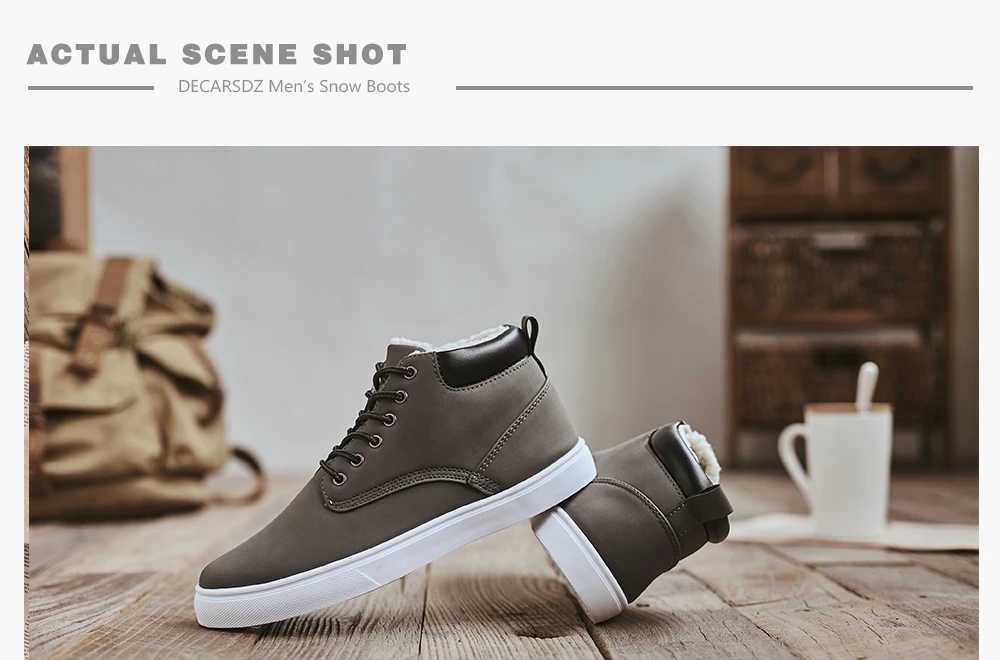 Men Warm Boots Man Winter Snow Boots Men Brand Fur Warm Ankle Botas hombre Male Casual Lace-up Luxury Leahter Men's Boots