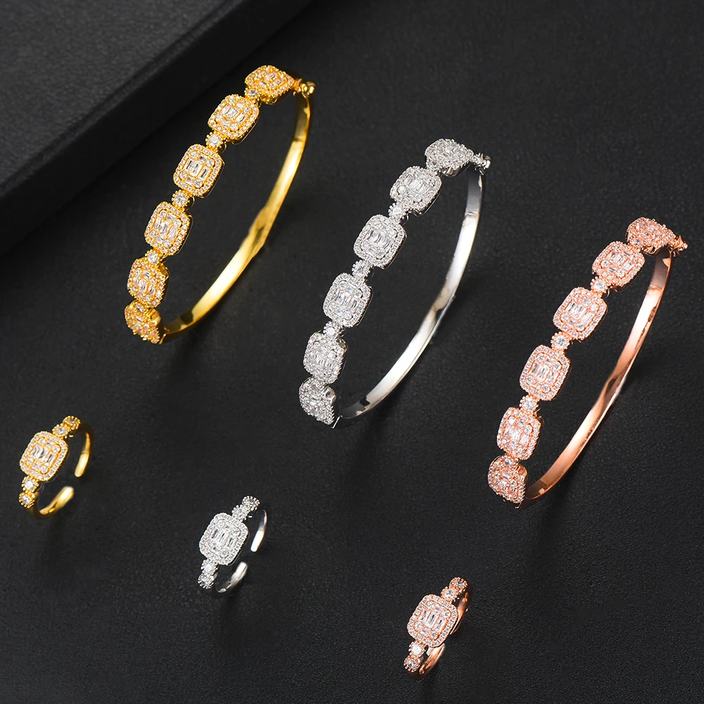 

Luxury geometri Bangle Ring Sets Fashion Dubai Bridal Jewelry Sets For Women Wedding brincos para Best Gift gold jewelry