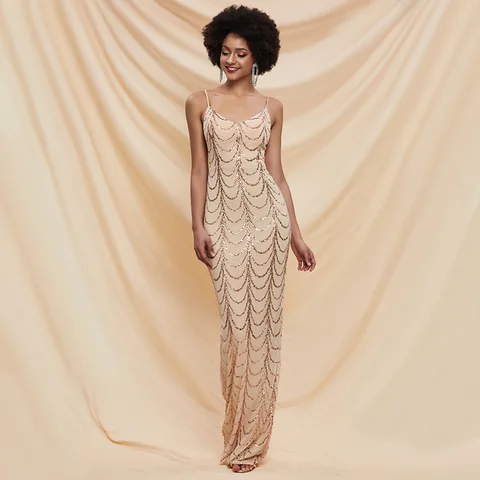2020 элегантные женские комбинированные платья с блестками без рукавов с глубоким V-образным вырезом Женские платья макси Вечерние платья для женщин