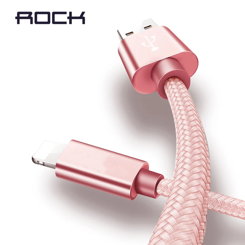 USB кабель для iPhone Xs Max 8 7 6 Plus ROCK нейлоновый кабель передачи данных для быстрой зарядки для освещения кабель для iPhone 5S 5 USB шнур зарядного устройства