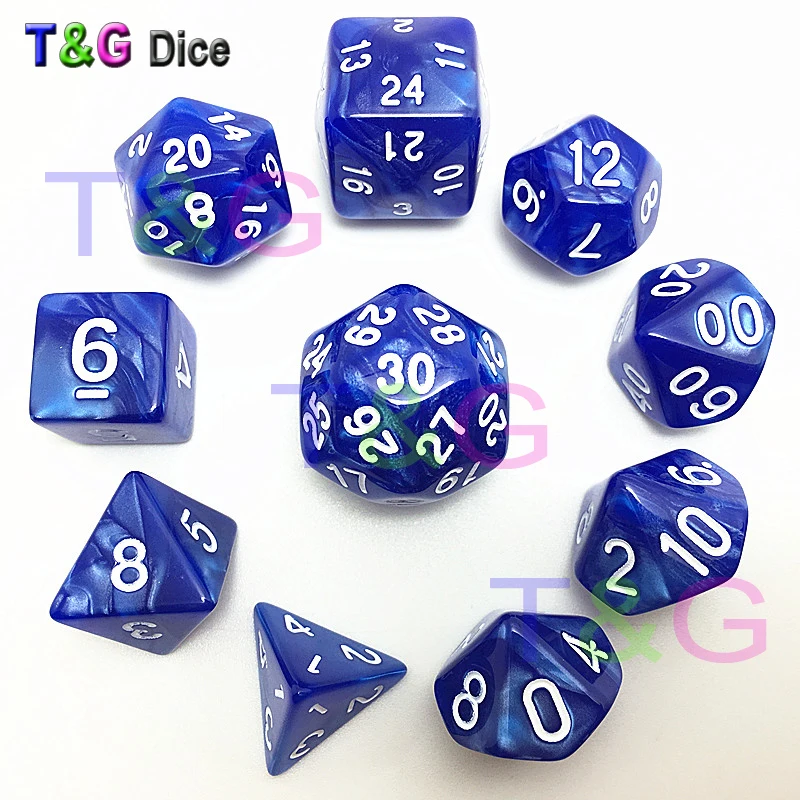 NEW Plastic Polyhedral Dice with Marbled effect D4 D6 D8 3xD10 D12 D20 D24 D30 10pcs Digital | Спорт и развлечения