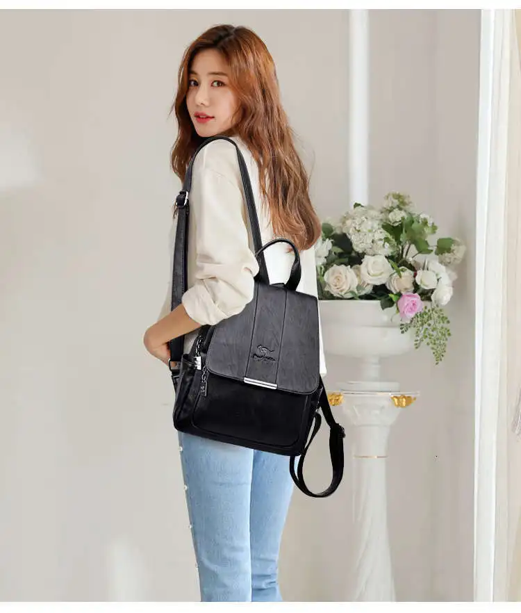 Woman High capacity travel Backpack Lady leather Backpack Fashion Female student Bag Sac a Dos School waterproof Shoulder Bags