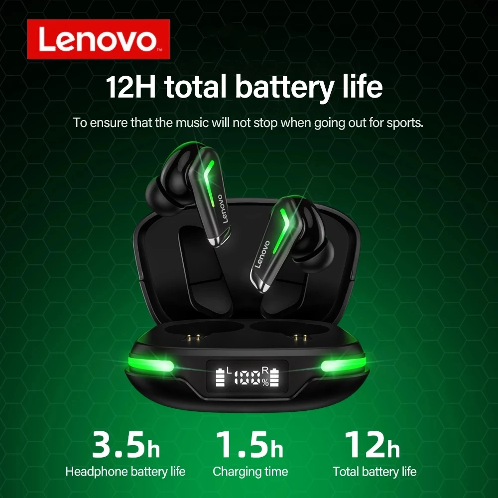 Original Lenovo GM3 Bluetooth Headphone With Digital Display TWS Low Latency Gaming Headset Wireless Earphone Noise Cancelling |