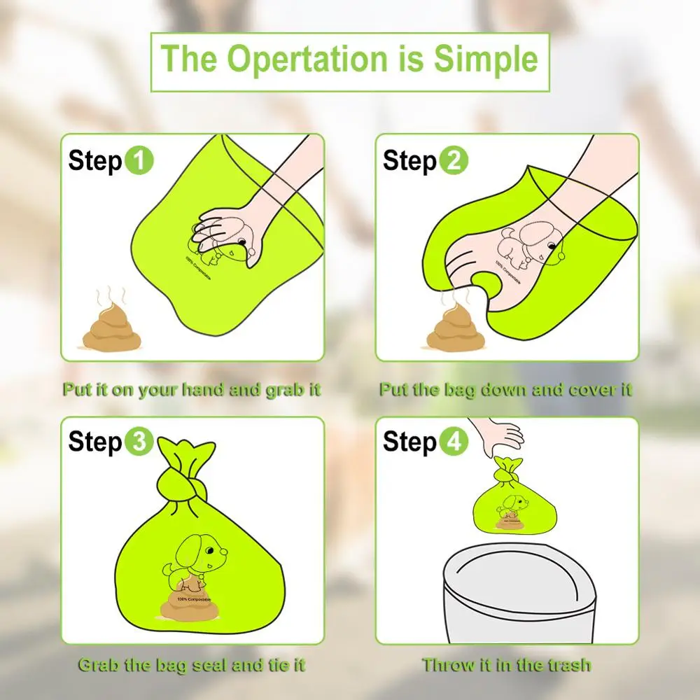 

24roll Biodegradable Dog Poop Bags Corn starch Earth Friendly Waste Bag for Dogs 300 counts pooper bags