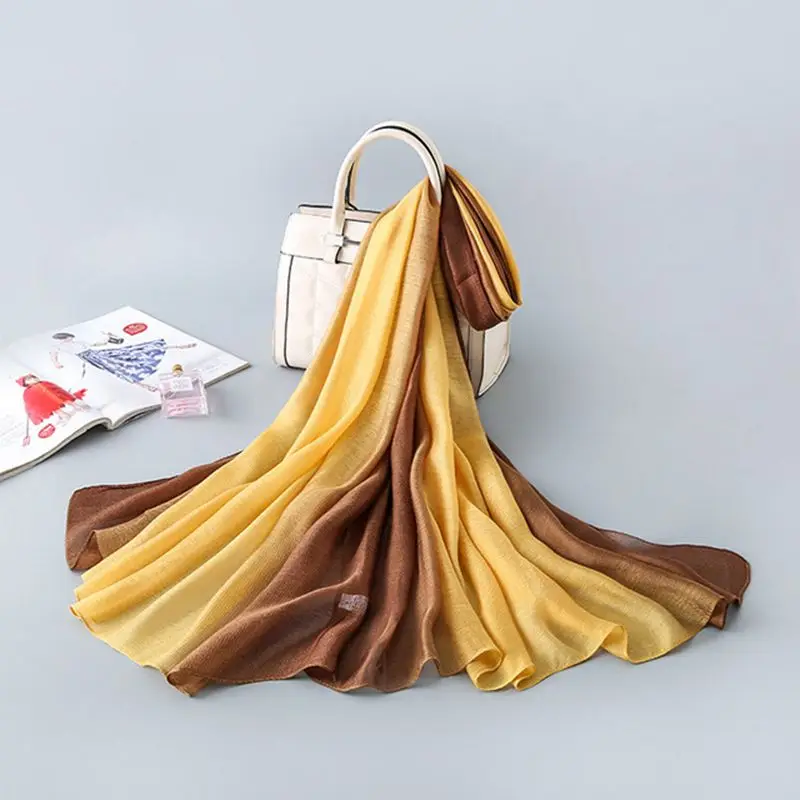 Женский шарф 100% шелк женский сексуальный Шелковый градиентный большой размер