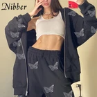 Куртка на молнии с принтом бабочки Nibber Y2K, осенние свободные брюки, Повседневная модная уличная одежда для женщин, спортивная одежда, Лидер продаж 2021