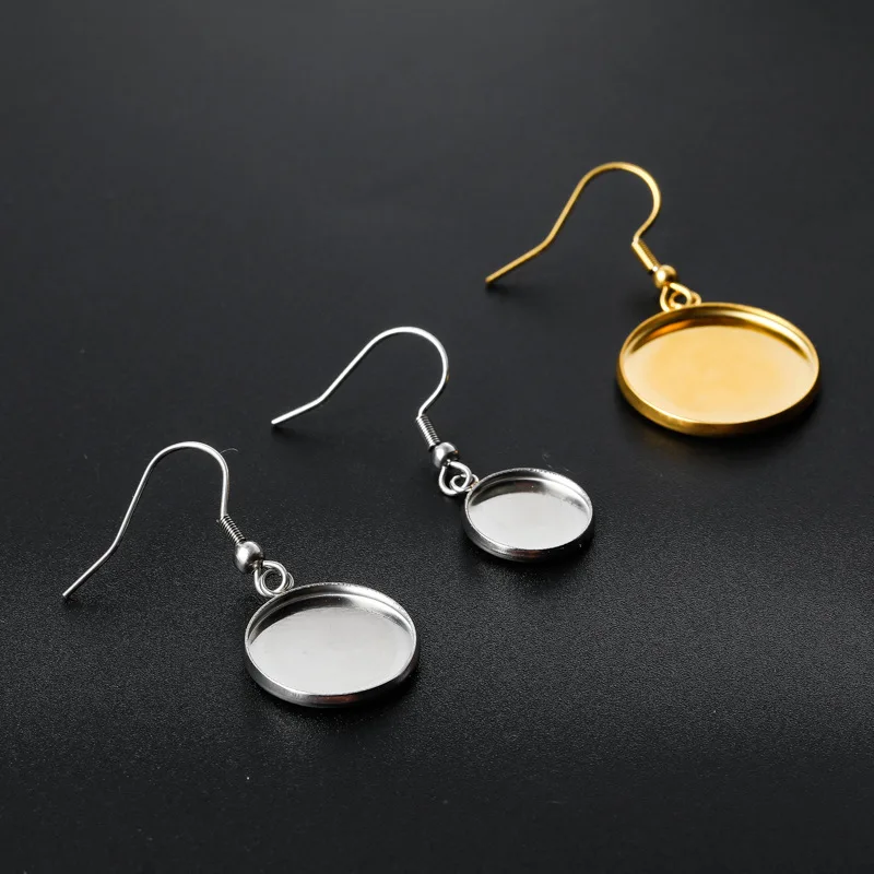 Пустая основа для сережек с кабошоном из нержавеющей стали 10 шт./лот 6 8 12 14 16 18 20 25