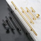 NAIERDI-Tiradores de armario de acero inoxible, pomo recto en negro y dorado cupilado, para puerta de closet y cocina