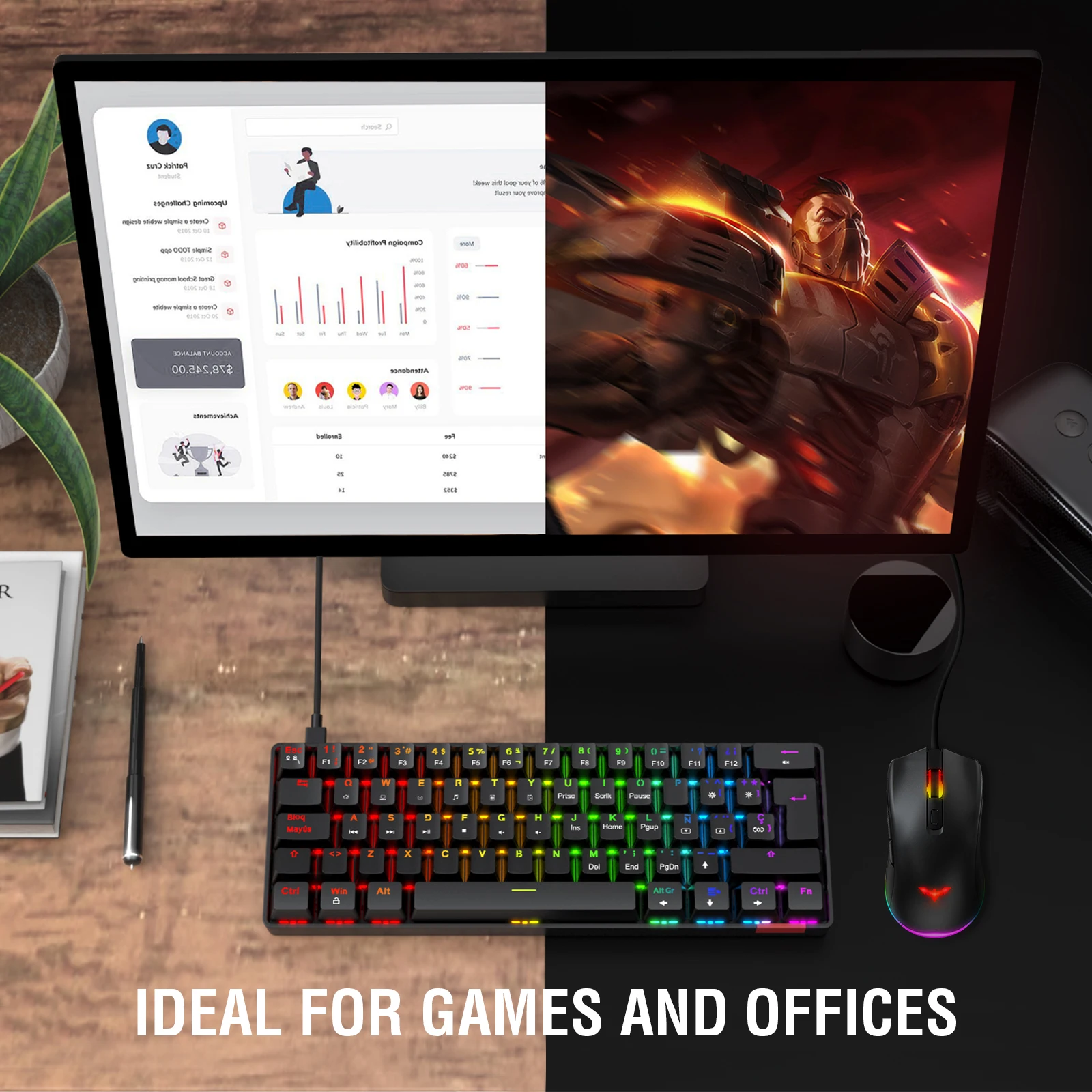 Havit Механическая геймерская клавиатура проводной красный переключатель 62