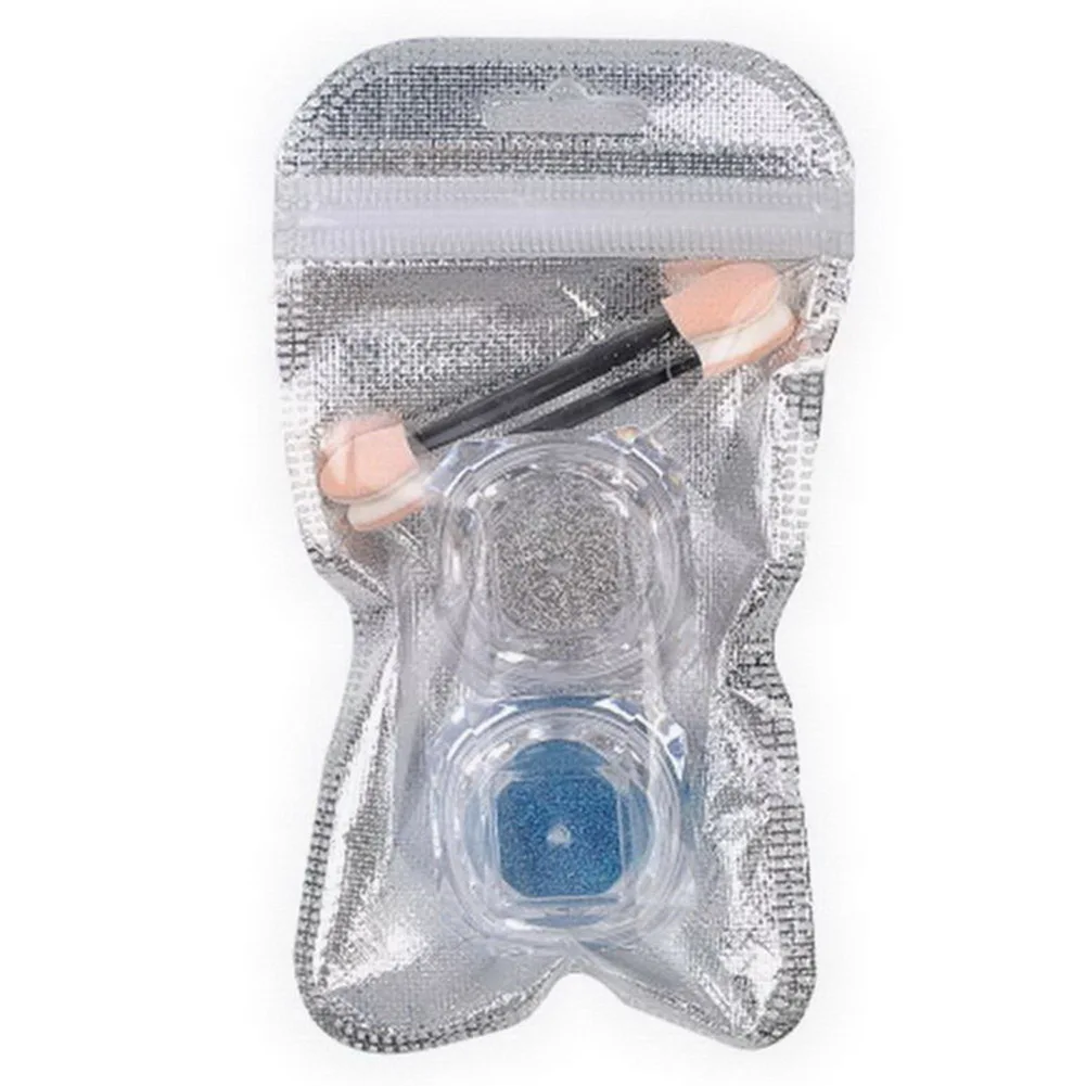 

2 Bottles Nail Art Powder Glittering Silver Blue Sparkles Powder for Manicure Nails Art SSwell