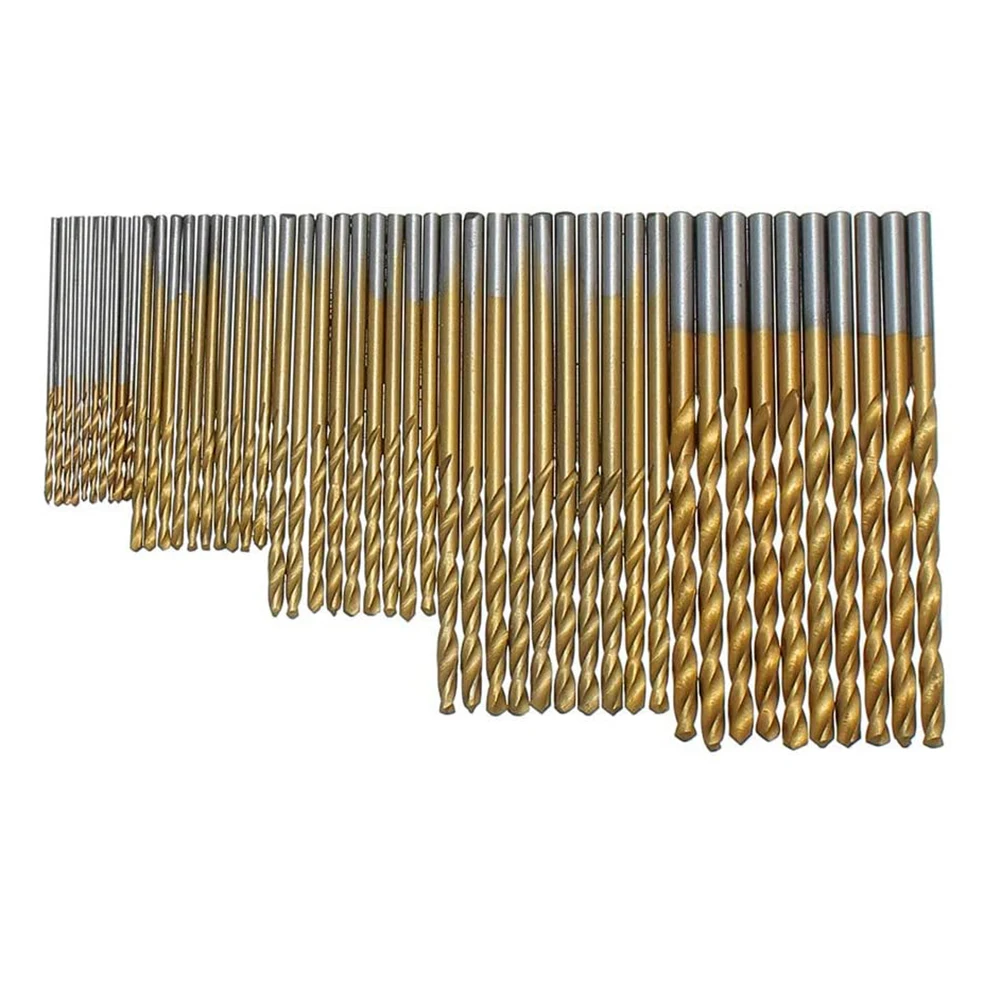 

50pcs 1/1.5/2/2.5/3mm Hss Steel Electric Screw Driver Bits Screwdriver Titanium Coated Twist High Speed Steel Drill Bits Set