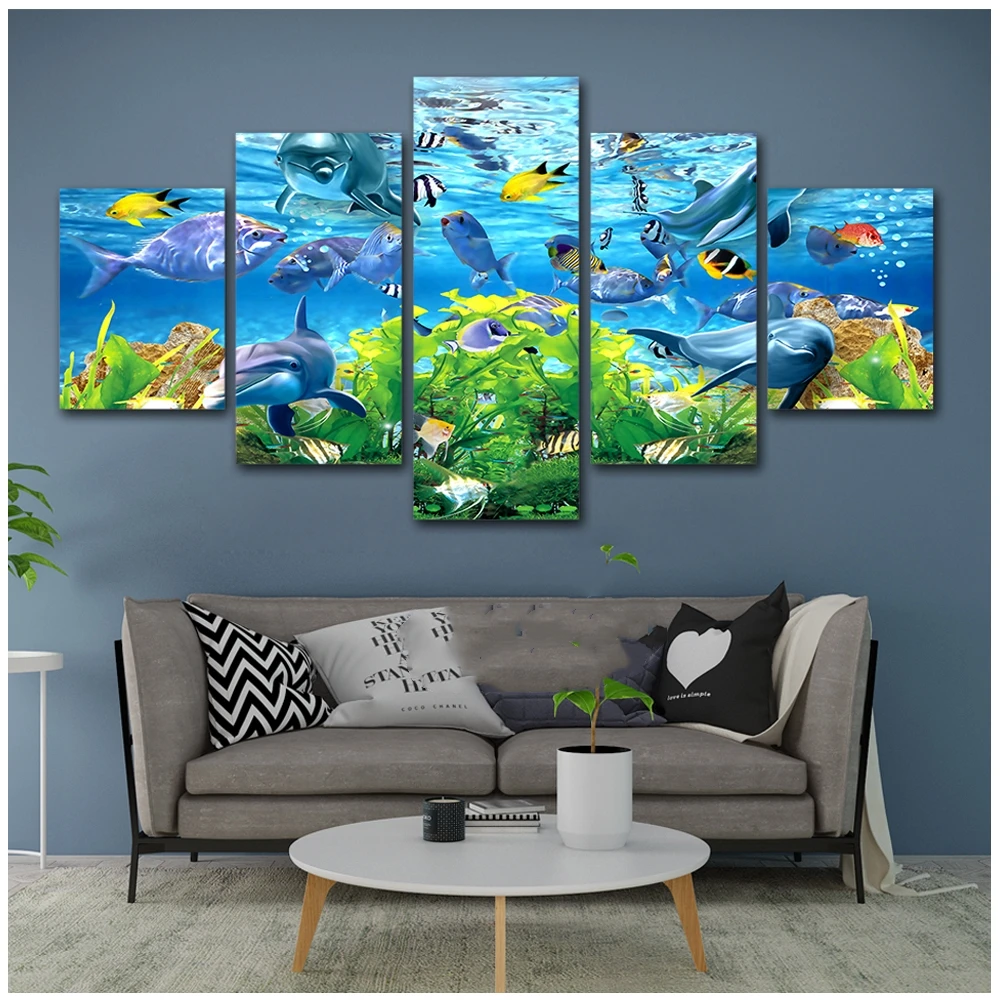 

5D diy diamond painting Home Decor 5 Pieces Dolphin sea turtle Painting 5d mosaic cross stitch underwater world,Christmas gift