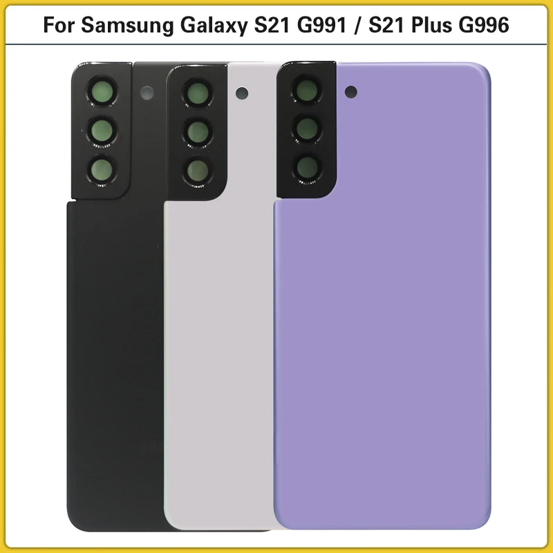 

10PCS For Samsung Galaxy S21 G991 G990 / S21 Plus G996 Back Battery Cover Rear Door Housing Case Camera Lens Frame Adhesive