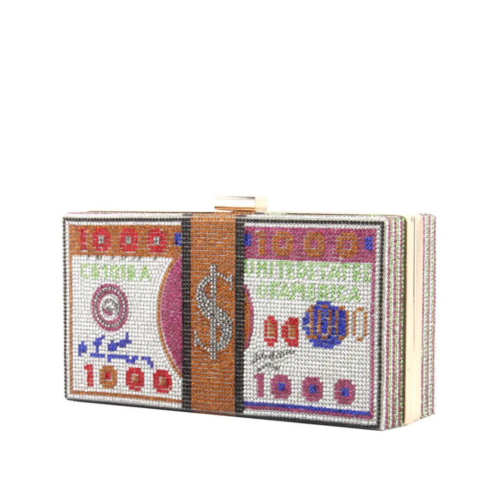 

New Crystal Money USD Bags Dollar Design Luxury Diamond Evening Bags Party Purse Clutch Bags Wedding Dinner Purses and Handbags