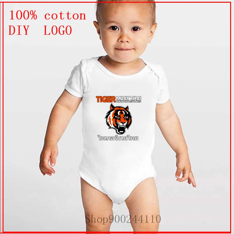 Дизайн новорожденных Тигр Муай Тай Белый Летний детский комбинезон наборы для
