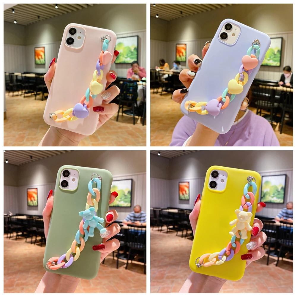 

X XR XS Wristband Phone Case for Funda iPhone 11 Pro Max 12 Mini Coque iPhone 7 8 6S Plus Case 3D Bracelet Silicone Cover Women