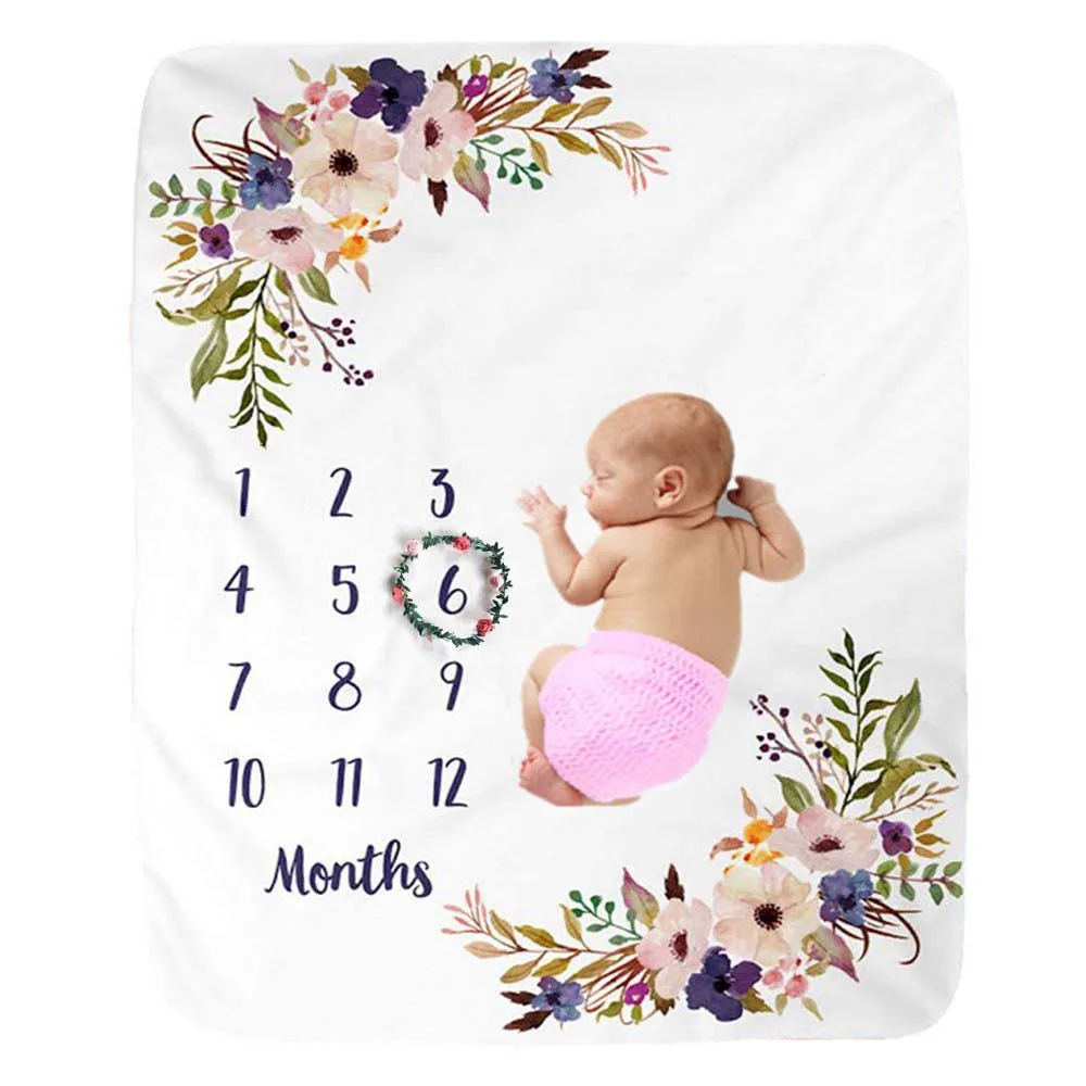 

Newborn Baby Photography Accessories Growth Monthly Blanket Photo Shoot Flannel Background Kids Swaddle Stroller Wrap Bedding