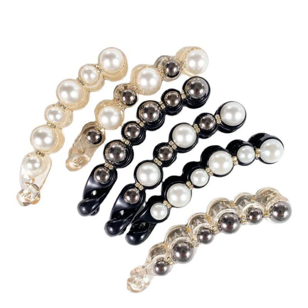 

6pcs Pearl Banana Hair Claws Acrylic Hair Claw Jaw Clips for and Girls
