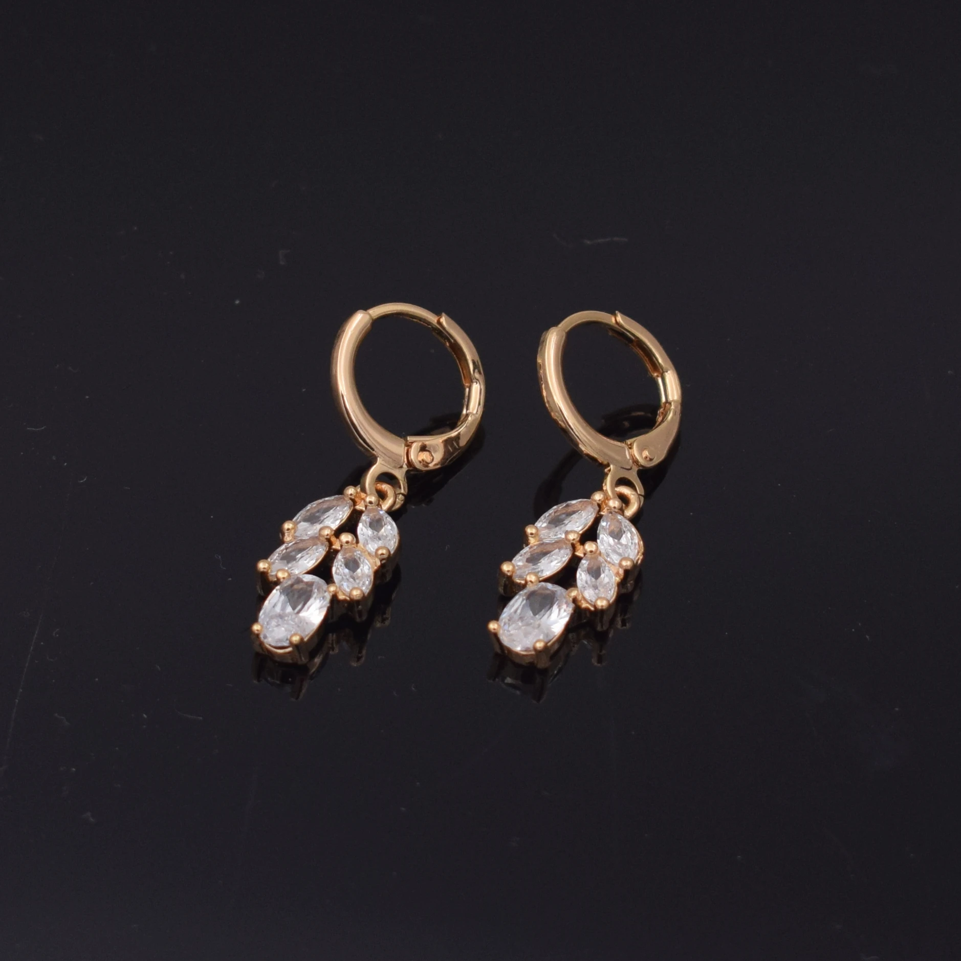 Модные серьги из розового золота для женщин Висячие длинные Кубического