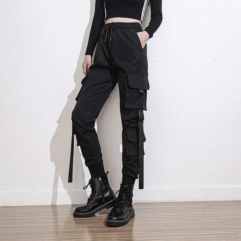 

Casual Cargo Pants Women Daily Commuting Black Work Pants Female Pretty Gifts Design Pockets on Side Fashion Hip Hop Streetwear